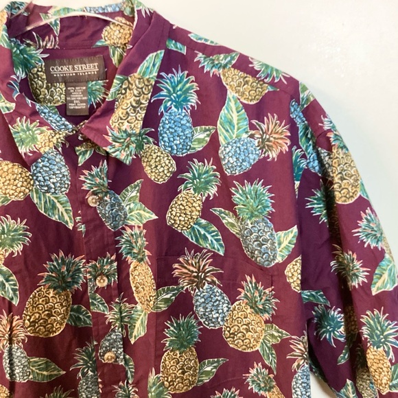 Cooke Street Short Sleeve Pineapple Print Hawaiian Button Up Shirt - 2XL - Picture 2 of 5